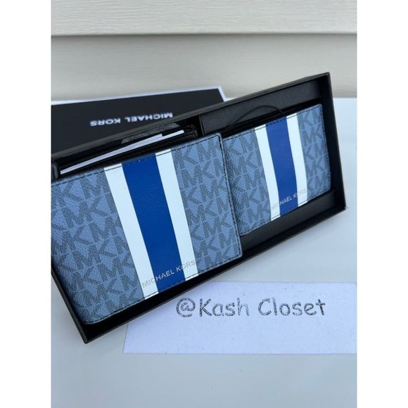 Michael kors Mens Wallet Card Case 3 in 1 Gift box set Electric Blue - Picture 1 of 8